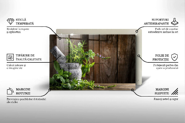 Üveg vágódeszka Gyógynövényeket és fát ültet