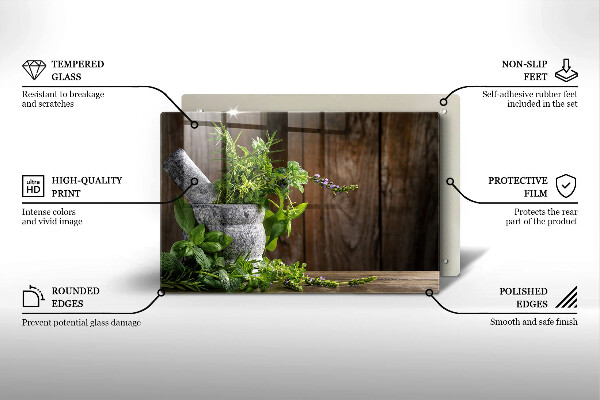 Üveg vágódeszka Gyógynövényeket és fát ültet