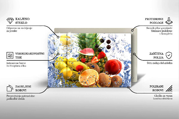 Üveg vágódeszka Lédús gyümölcs és víz