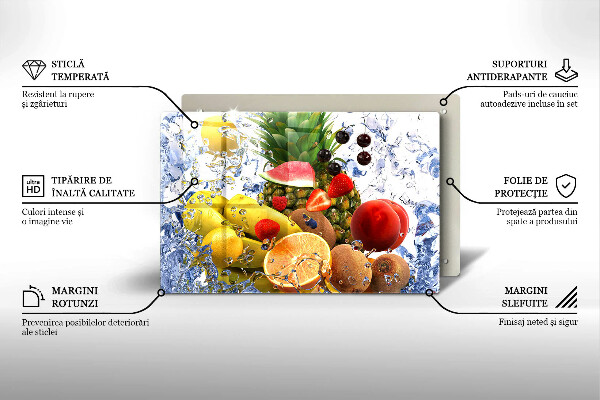 Üveg vágódeszka Lédús gyümölcs és víz