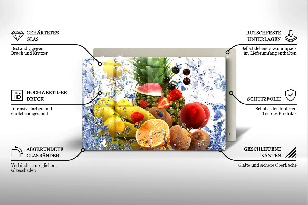 Üveg vágódeszka Lédús gyümölcs és víz