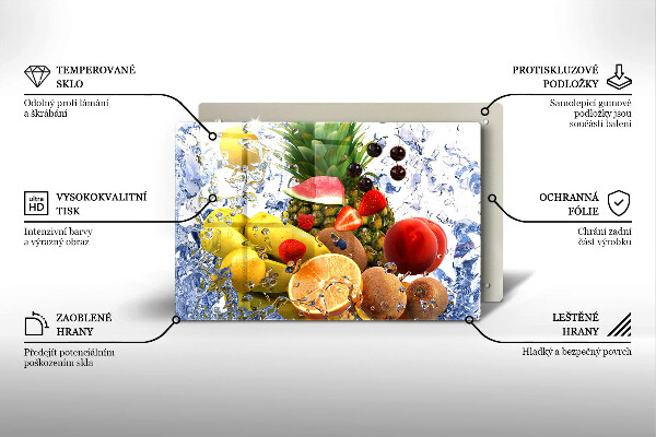 Üveg vágódeszka Lédús gyümölcs és víz