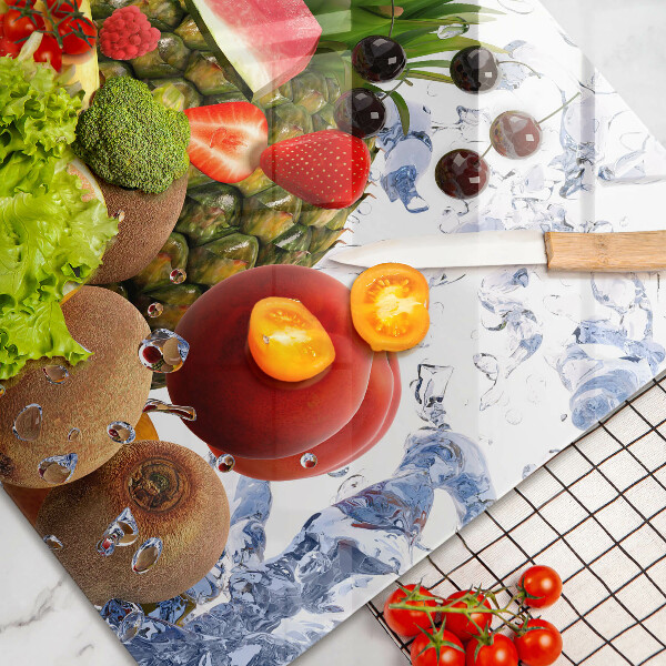 Üveg vágódeszka Lédús gyümölcs és víz