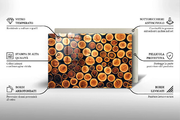 Üveg vágódeszka Fa tuskók