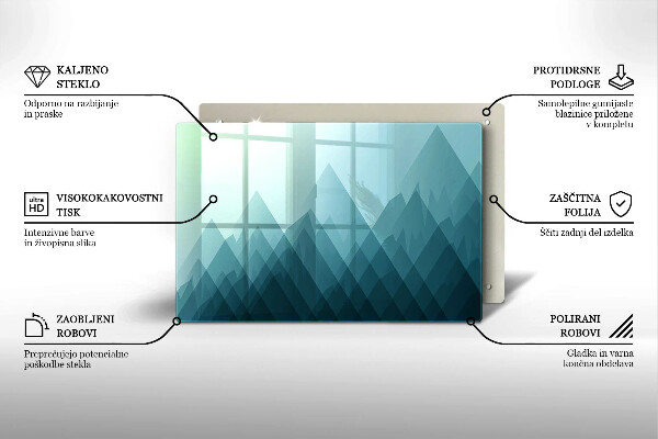 Üveg vágódeszka Absztrakt hegyek