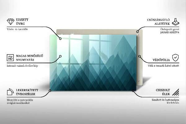 Üveg vágódeszka Absztrakt hegyek
