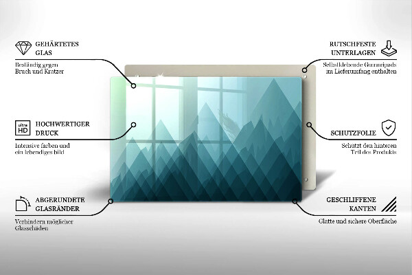 Üveg vágódeszka Absztrakt hegyek
