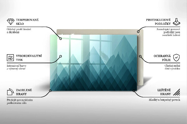 Üveg vágódeszka Absztrakt hegyek