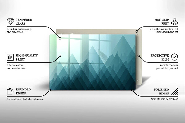 Üveg vágódeszka Absztrakt hegyek