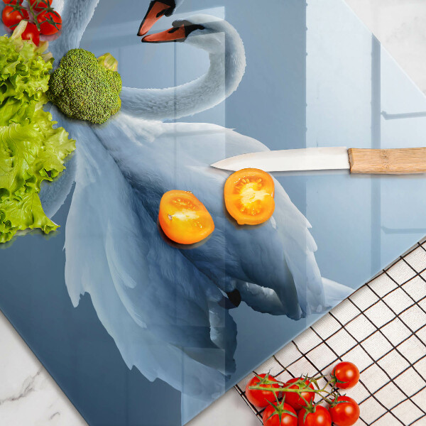 Üveg vágódeszka Két hattyúszív