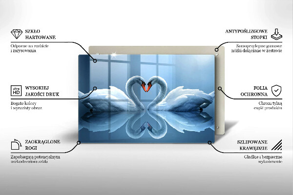 Üveg vágódeszka Két hattyúszív