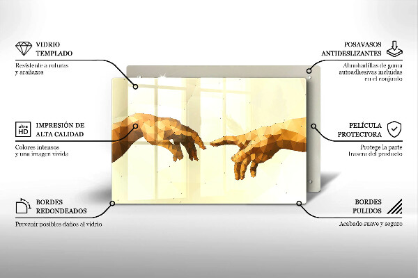 Üveg vágódeszka Ádám kezeinek teremtése