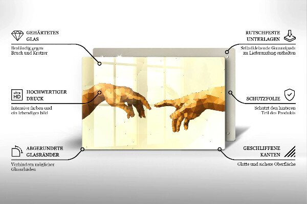 Üveg vágódeszka Ádám kezeinek teremtése