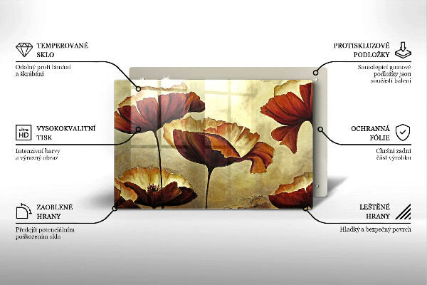 Üveg vágódeszka Festett boho virágok