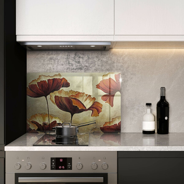 Üveg vágódeszka Festett boho virágok