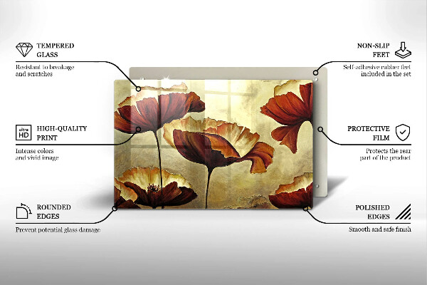 Üveg vágódeszka Festett boho virágok