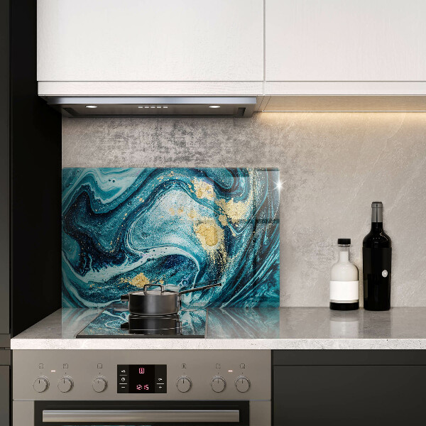 Üveg vágódeszka Kék arany absztrakció