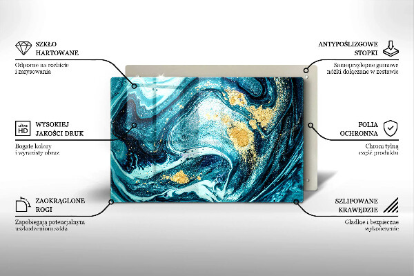 Üveg vágódeszka Kék arany absztrakció