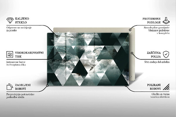 Üveg vágódeszka Háromszögek és víz