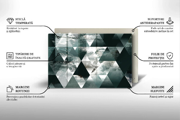 Üveg vágódeszka Háromszögek és víz