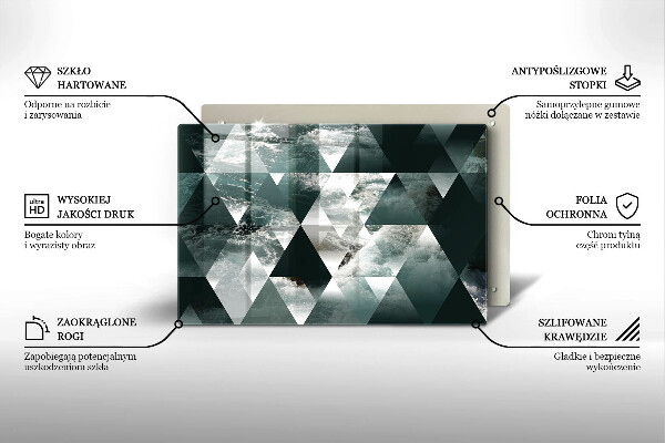 Üveg vágódeszka Háromszögek és víz