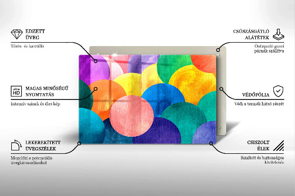 Üveg vágódeszka Színes körök