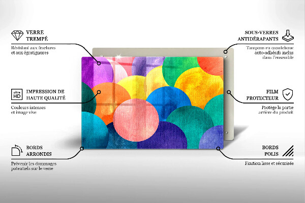 Üveg vágódeszka Színes körök