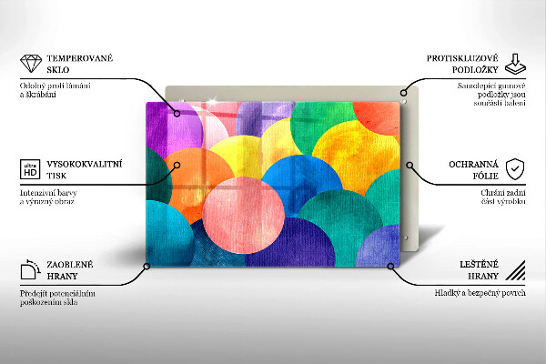 Üveg vágódeszka Színes körök