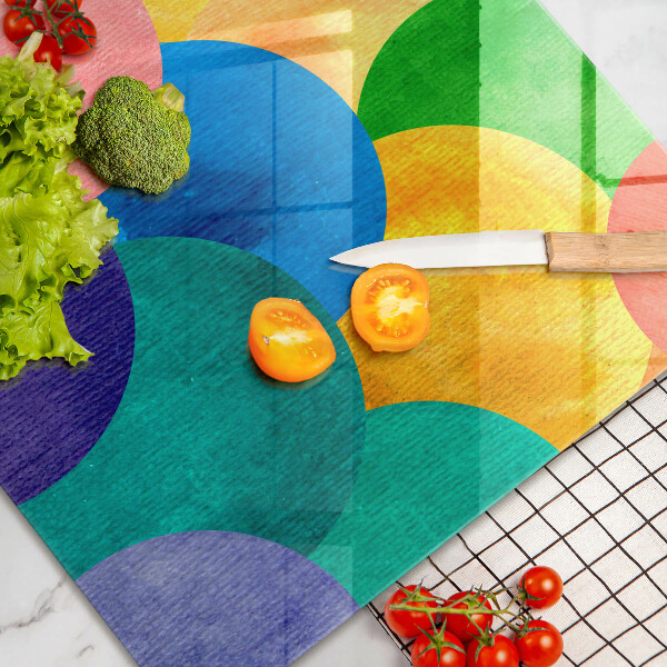 Üveg vágódeszka Színes körök