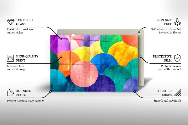 Üveg vágódeszka Színes körök