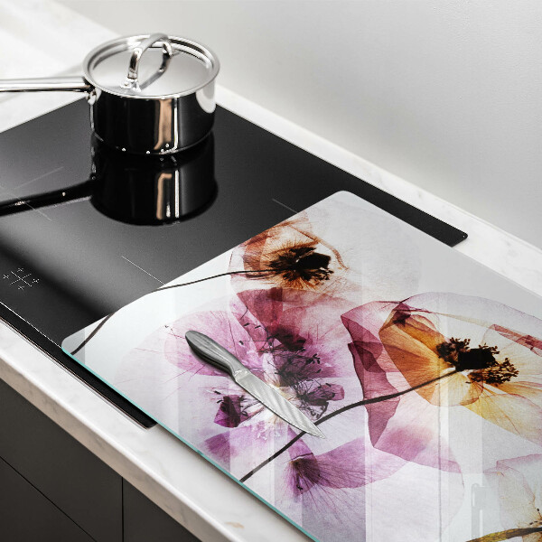 Üveg vágódeszka Finom virágok