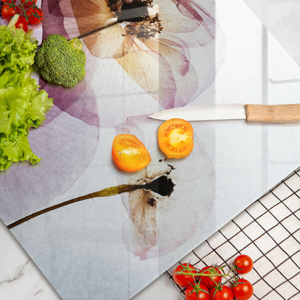 Üveg vágódeszka Finom virágok