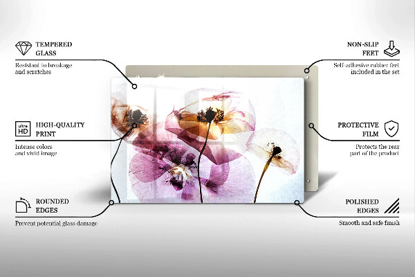 Üveg vágódeszka Finom virágok