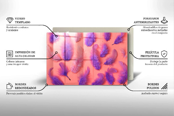 Üveg vágódeszka Bolyhos tollak