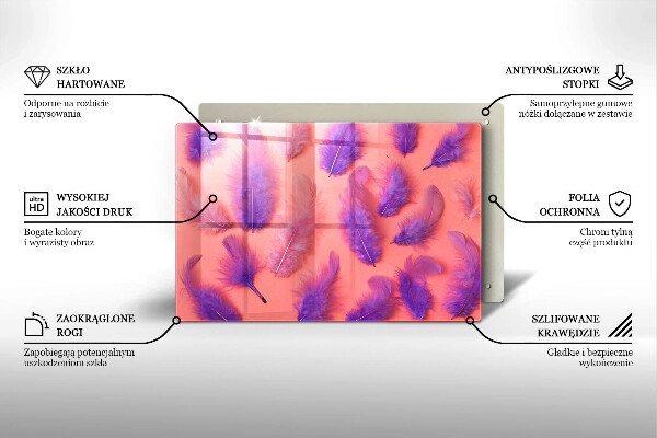 Üveg vágódeszka Bolyhos tollak