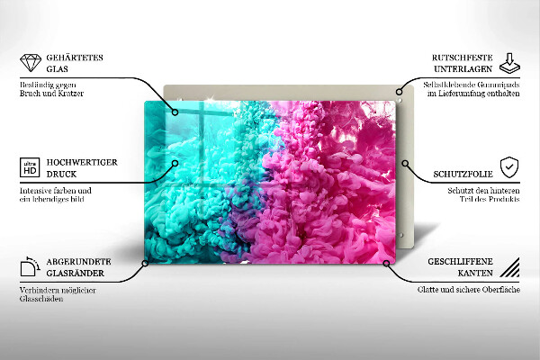 Üveg vágódeszka Türkiz-rózsaszín füst