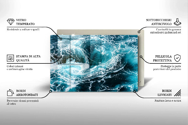 Üveg vágódeszka Habzó vízhullámok