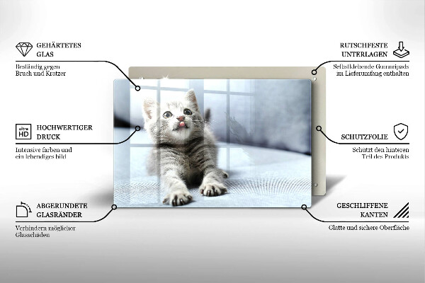 Üveg vágódeszka Aranyos kis cica