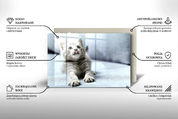 Üveg vágódeszka Aranyos kis cica