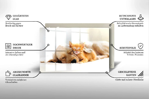 Üveg vágódeszka Állatok kutya és macska