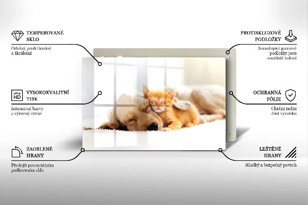 Üveg vágódeszka Állatok kutya és macska