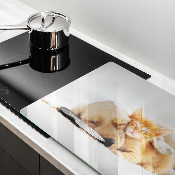 Üveg vágódeszka Állatok kutya és macska