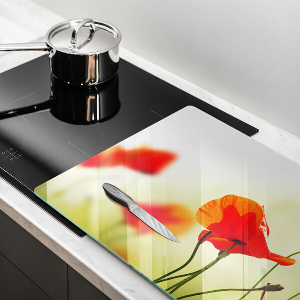 Üveg vágódeszka Piros pipacs virágok