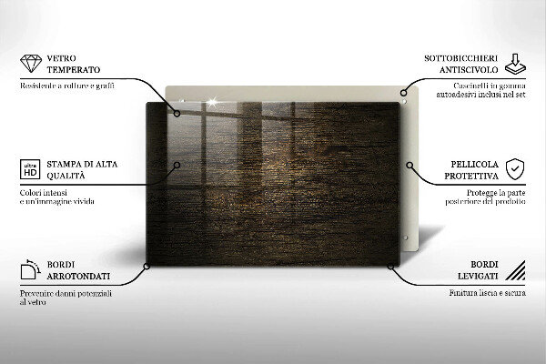 Üveg vágódeszka Fa kéreg textúra