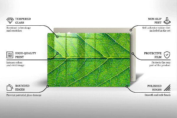 Üveg vágódeszka Természetes levélerek