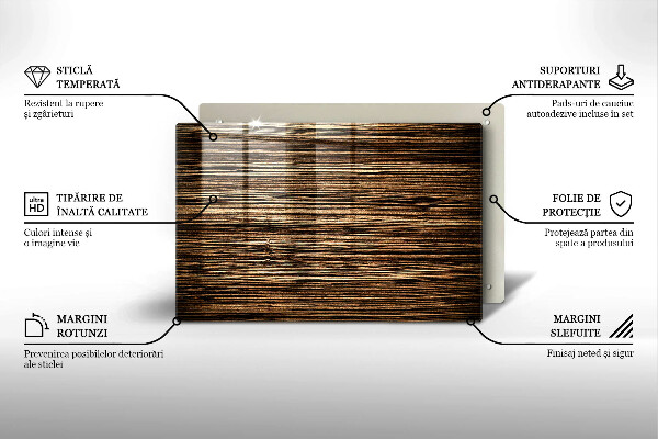 Üveg vágódeszka Fa textúra