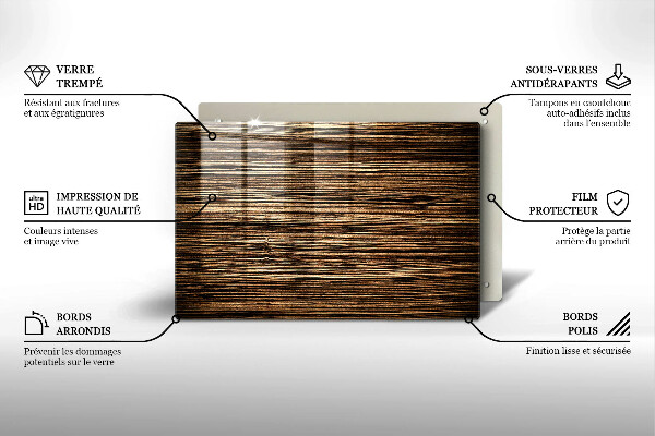 Üveg vágódeszka Fa textúra