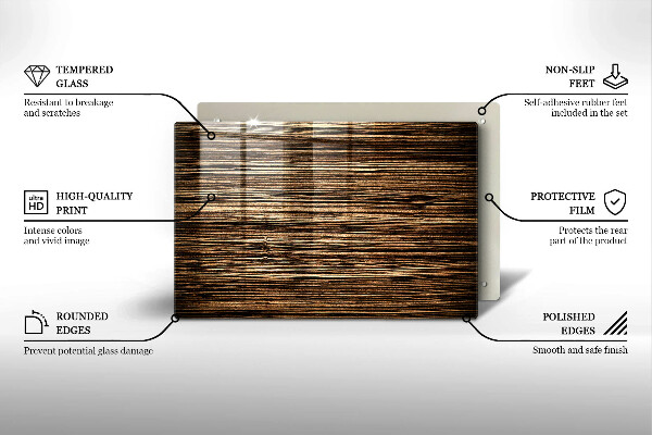 Üveg vágódeszka Fa textúra