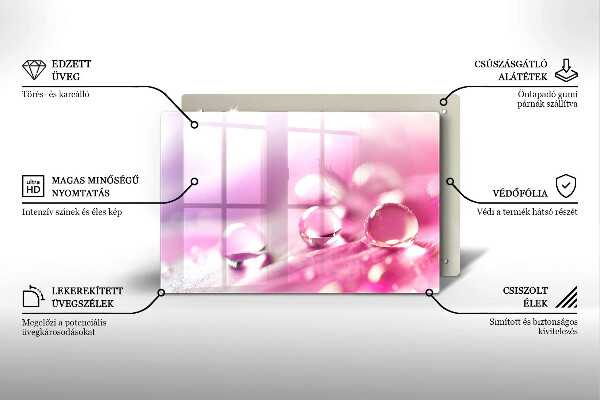 Üveg vágódeszka Harmat virágszirmai