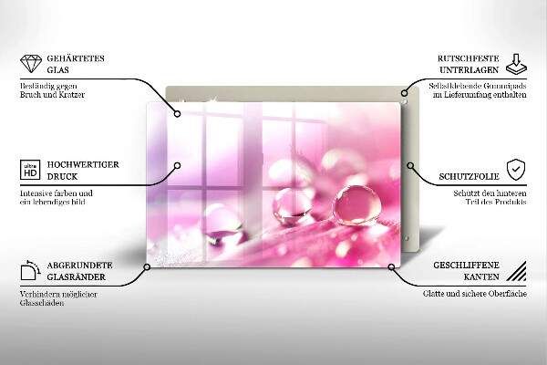 Üveg vágódeszka Harmat virágszirmai